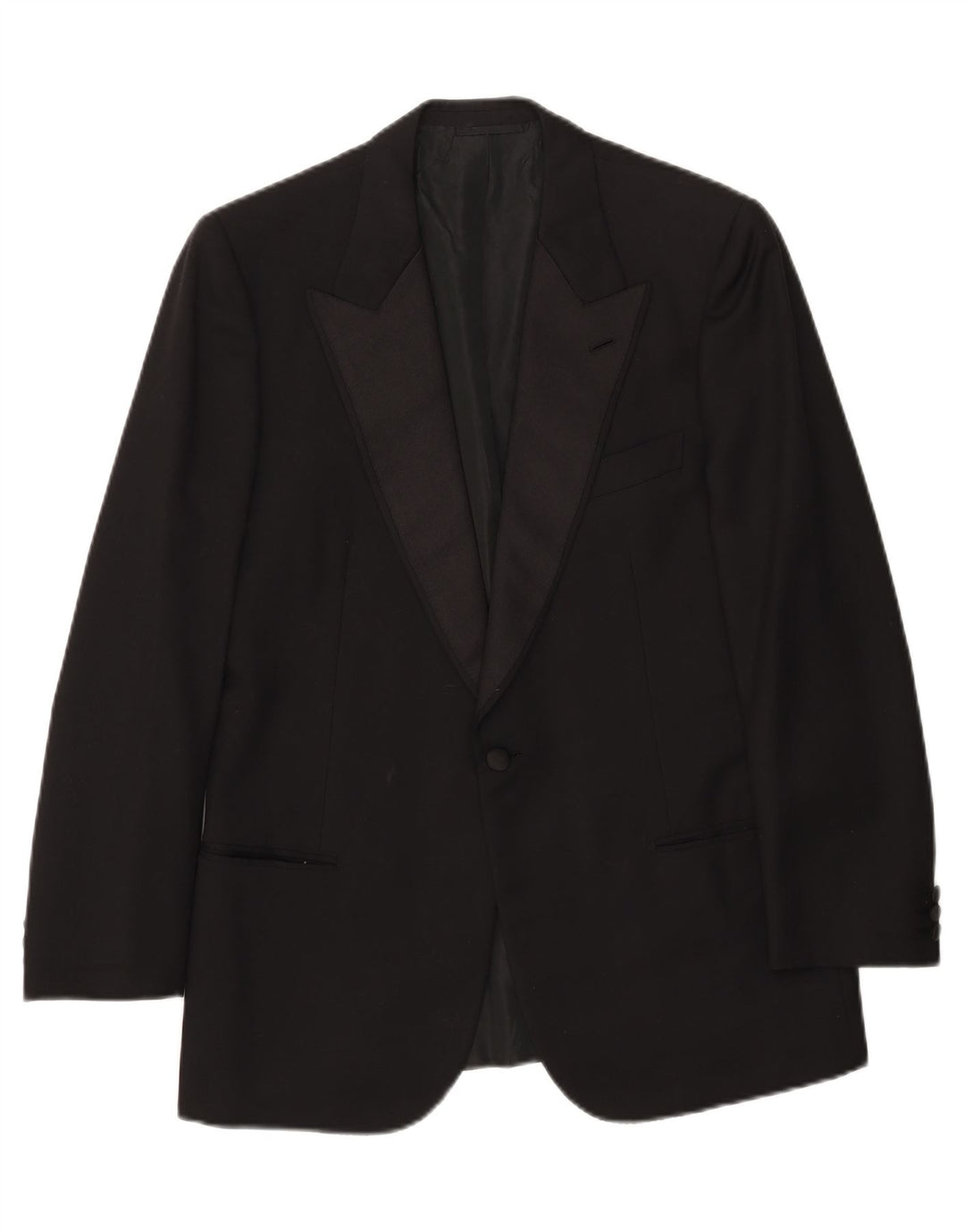 Bresci Chaqueta tipo blazer con 1 botón para hombre, talla 40, talla grande, lana negra
