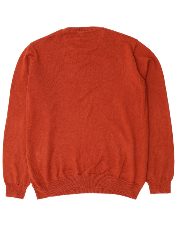 Marks & Spencer Suéter tipo jersey con cuello redondo y corte regular para hombre, tamaño grande, algodón rojo