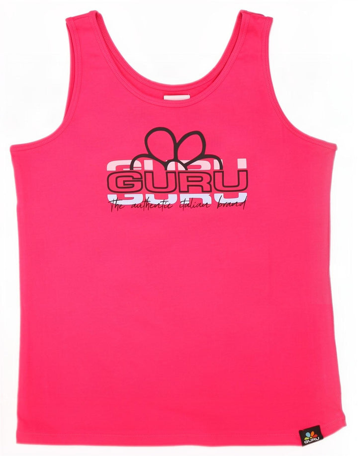Guru Camiseta sin mangas estampada para mujer UK 40 Grande Algodón rosa