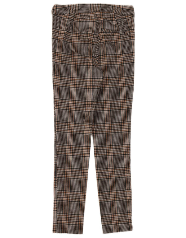 Zara Mujer Pantalón Chino Slim XS W24 L26 Viscosa Cuadros Marrón