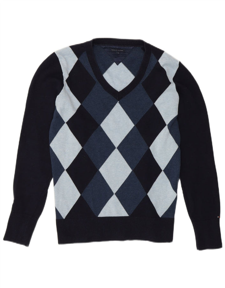 TOMMY HILFIGER Suéter tipo jersey con cuello en V para mujer UK 44 Grande Azul marino