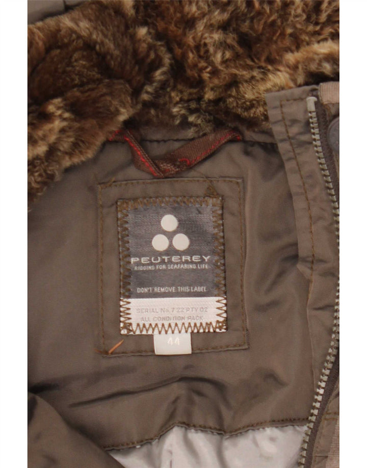 PEUTEREY Abrigo acolchado con capucha para mujer IT 44 Poliamida gris medio