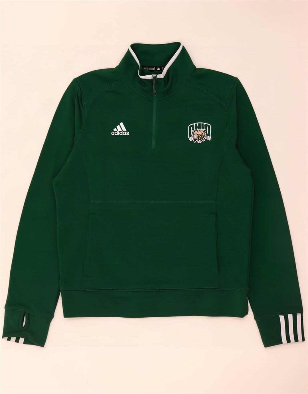 Adidas Hombre Ohio Zip Neck Sudadera Jumper Verde Medio