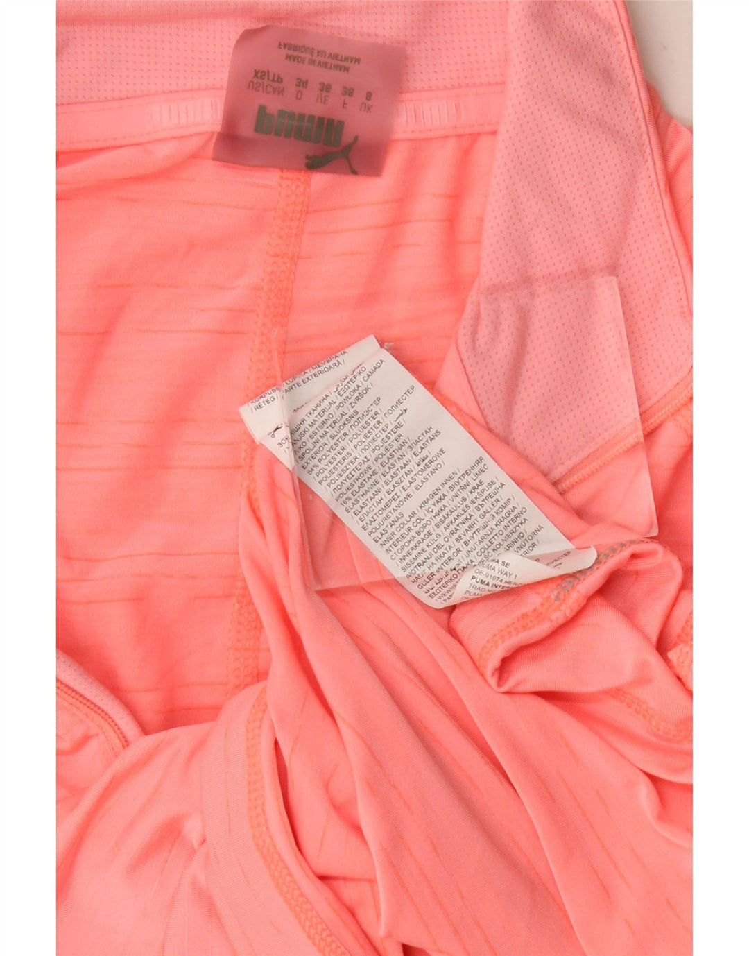 PUMA Top con cuello y cremallera para mujer, manga larga, talla 8, poliéster rosa pequeño