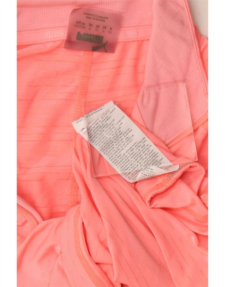 PUMA Top con cuello y cremallera para mujer, manga larga, talla 8, poliéster rosa pequeño