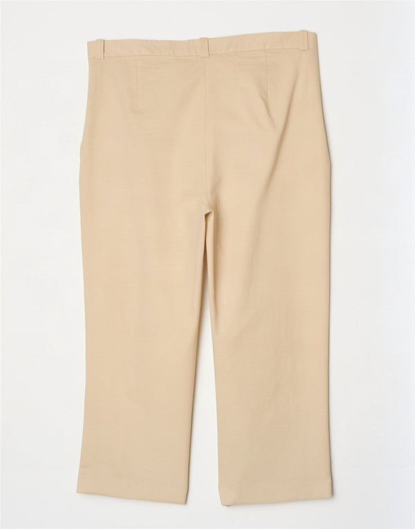Zara Mujer Pantalón Cropped XL W32 L24 Lyocell Blanco Roto