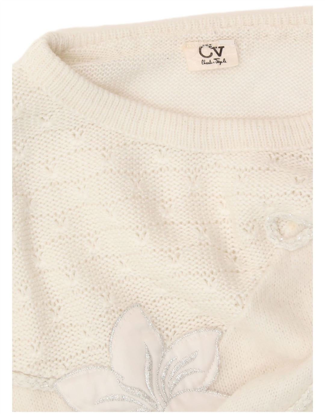 CHARLES VOGELE Jersey de cuello redondo para mujer UK 40 XL Blanco Floral