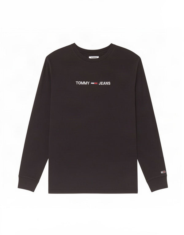 Tommy Hilfiger Top gráfico de manga larga para hombre XL Algodón negro