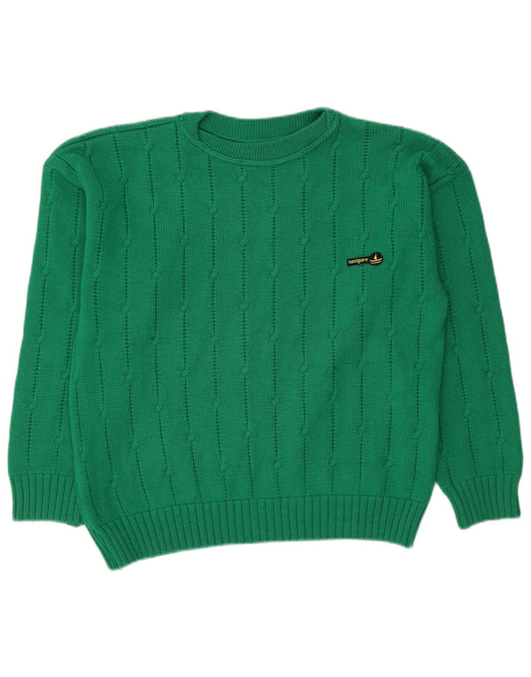 Navigare Suéter tipo jersey para mujer con cuello barco UK 46 Large Green Wool