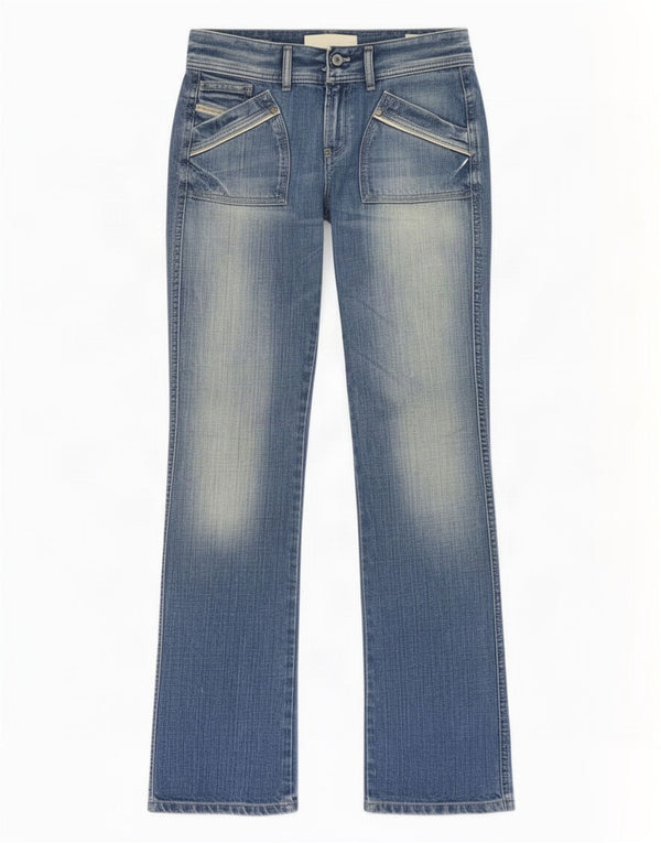 Diesel Mujer Reckfly Vaqueros Rectos W27 L32 Algodón Azul