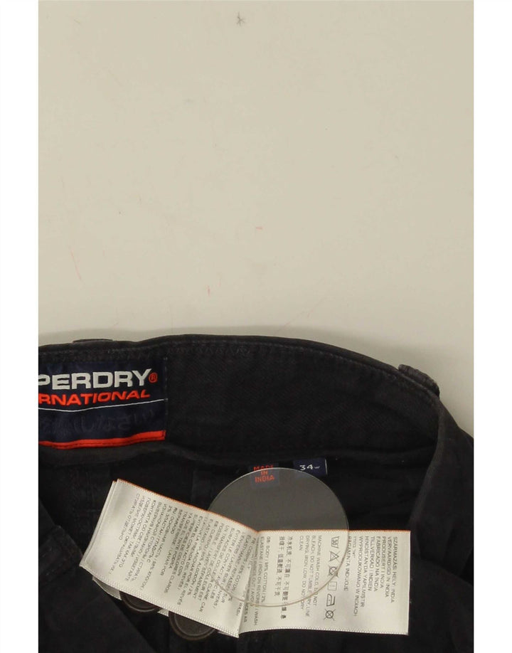 Superdry Pantalones cortos chinos para hombre W34 Large Algodón negro