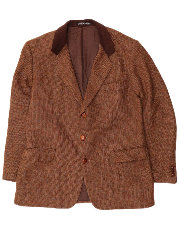 John Molloy Chaqueta tipo blazer de 3 botones para hombre EU 52 XL Lana en espiga marrón