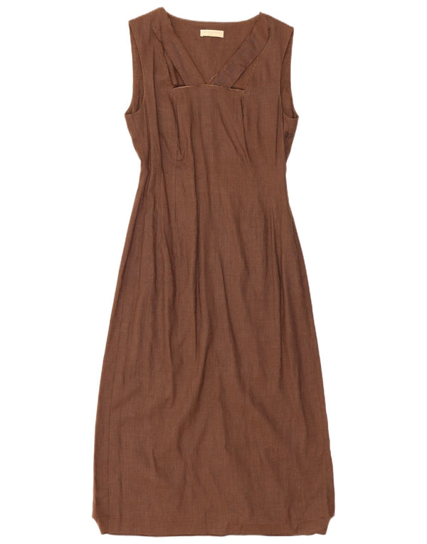 VINTAGE Womens Sleeveless Maxi Dress UK 8 Small Brown