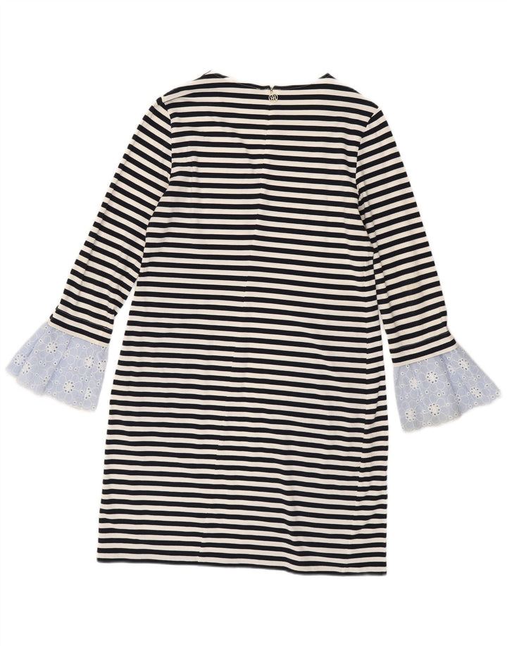 Tommy Hilfiger Vestido recto para mujer UK 12 Mediano Algodón a rayas negro