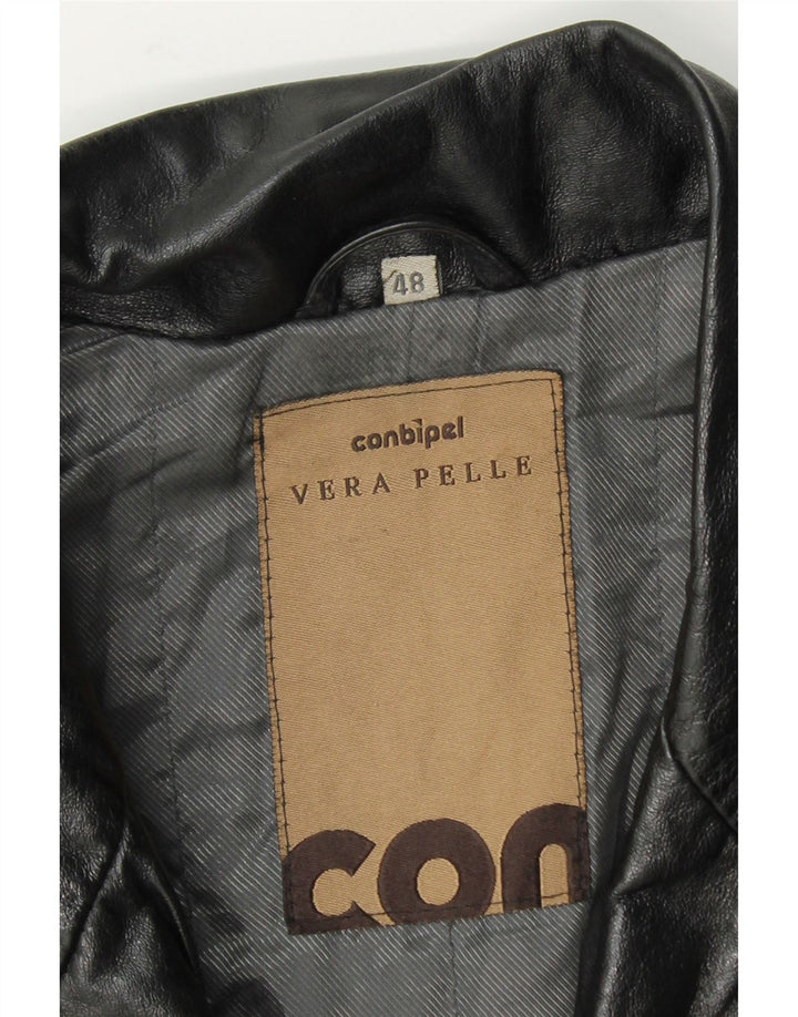 CONBIPEL Mens Leather Jacket IT 48 Medium Black Leather Vintage Conbipel and Second-Hand Conbipel from Messina Hembry 