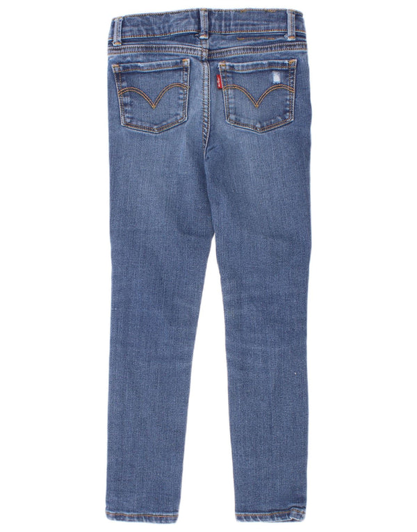 Levi's Vaqueros súper ajustados desgastados 710 para niñas 6-7 años W22 L20 Azul