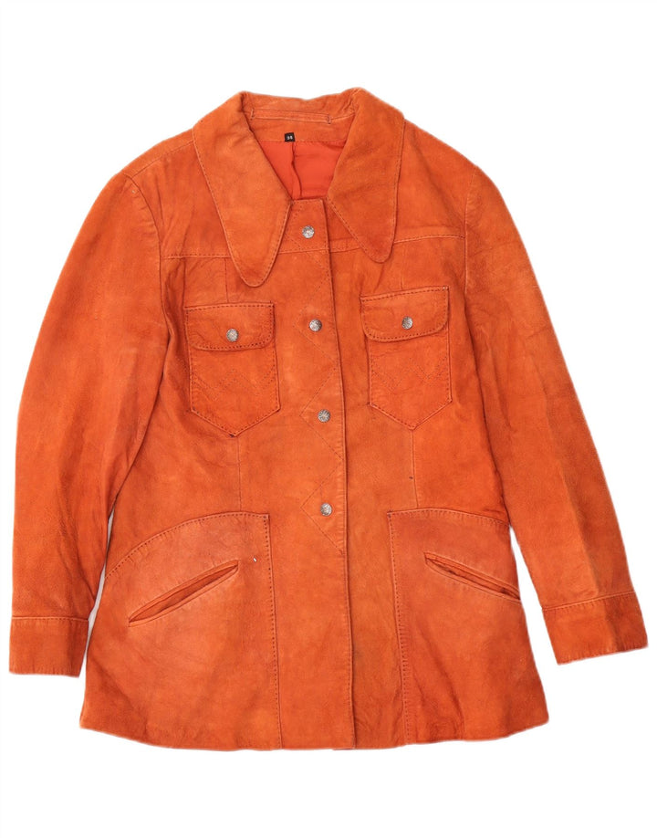 Chaqueta de ante vintage para mujer IT 38 XS naranja