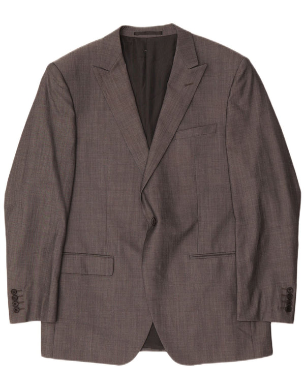 Marks & Spencer Chaqueta tipo blazer con 1 botón para hombre, talla grande, lana gris, Reino Unido 42