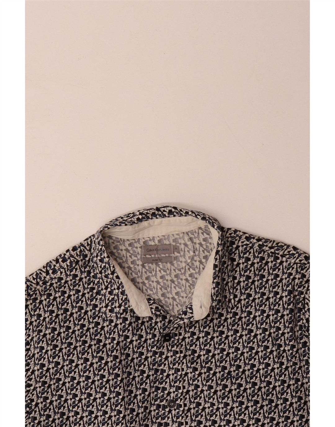 CALVIN KLEIN JEANS Camisa slim fit para hombre Algodón geométrico negro mediano