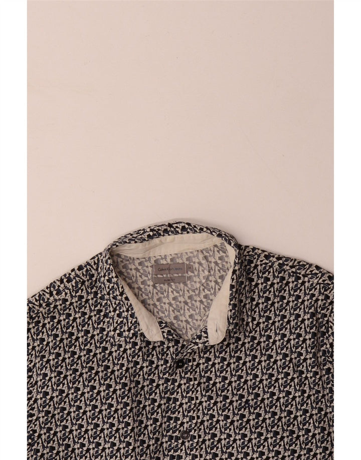 CALVIN KLEIN JEANS Camisa slim fit para hombre Algodón geométrico negro mediano