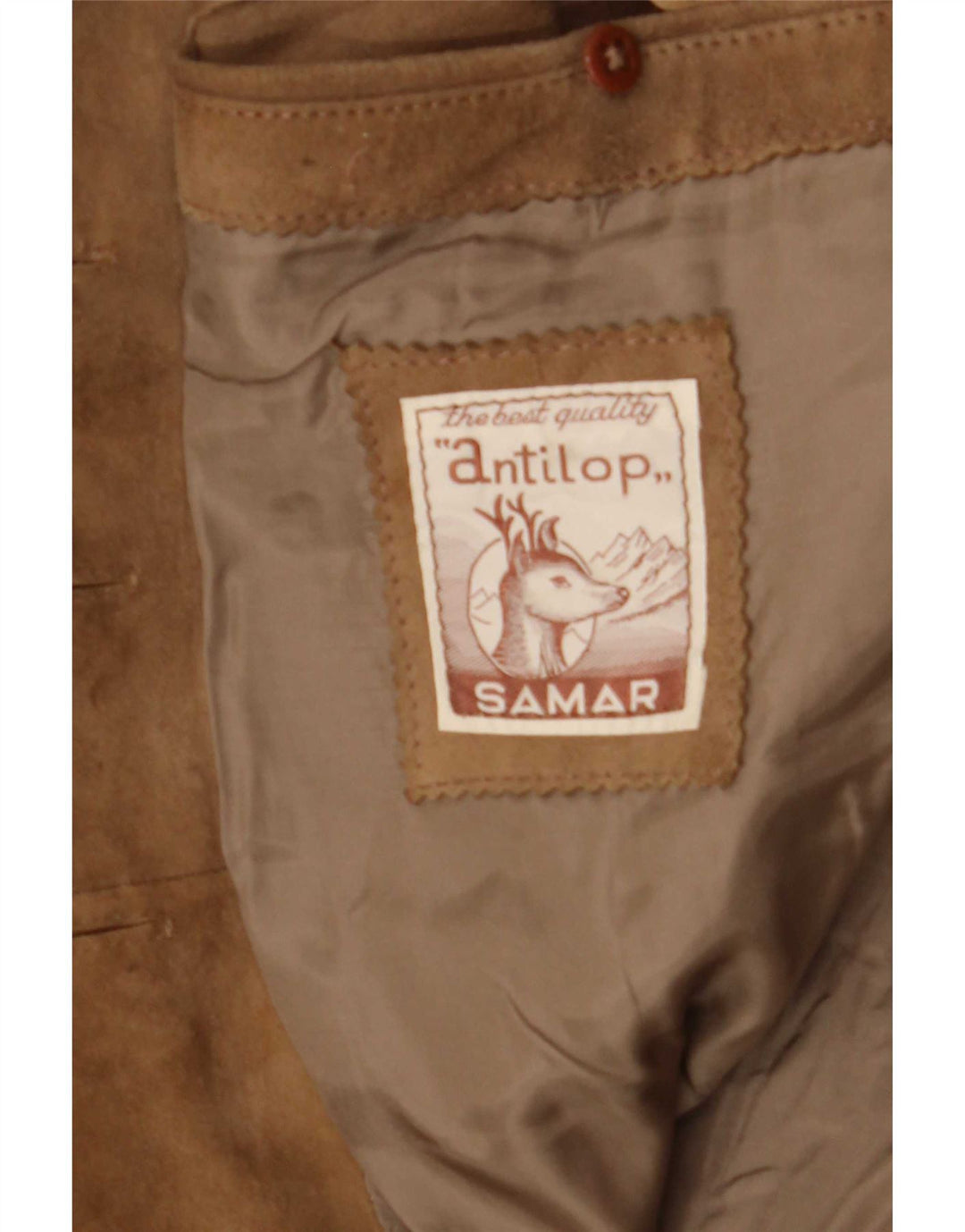 Samar Chaqueta Blazer de Ante con 4 Botones para Mujer UK 40 Medium Beige