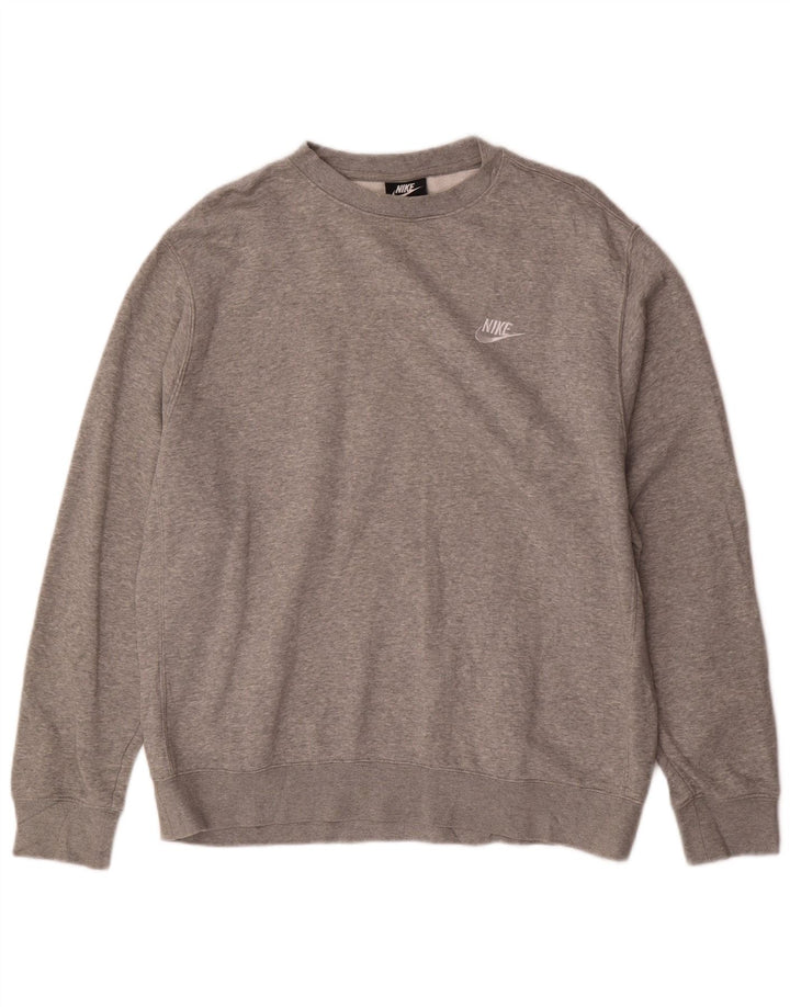 NIKE Hombre Sudadera Jumper Grande Gris Algodón