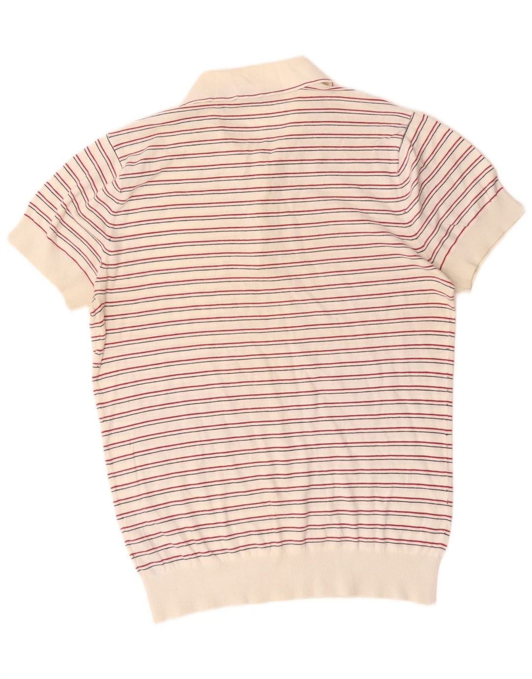French Connection Jersey con cuello tipo polo para hombre, talla pequeña, color blanco a rayas