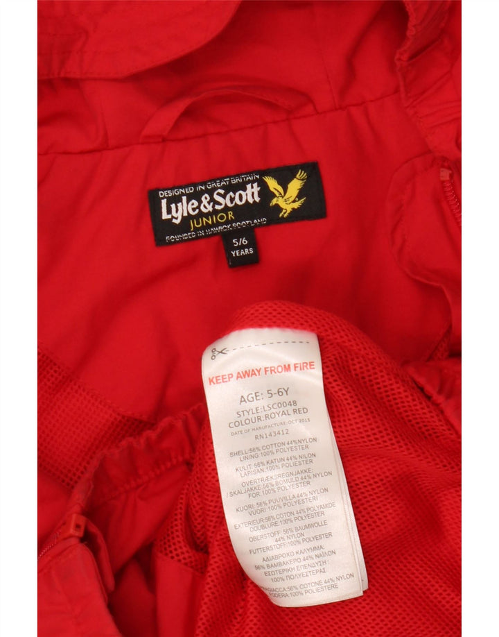 Lyle & Scott Chaqueta cortavientos con capucha para niños 5-6 años Algodón rojo