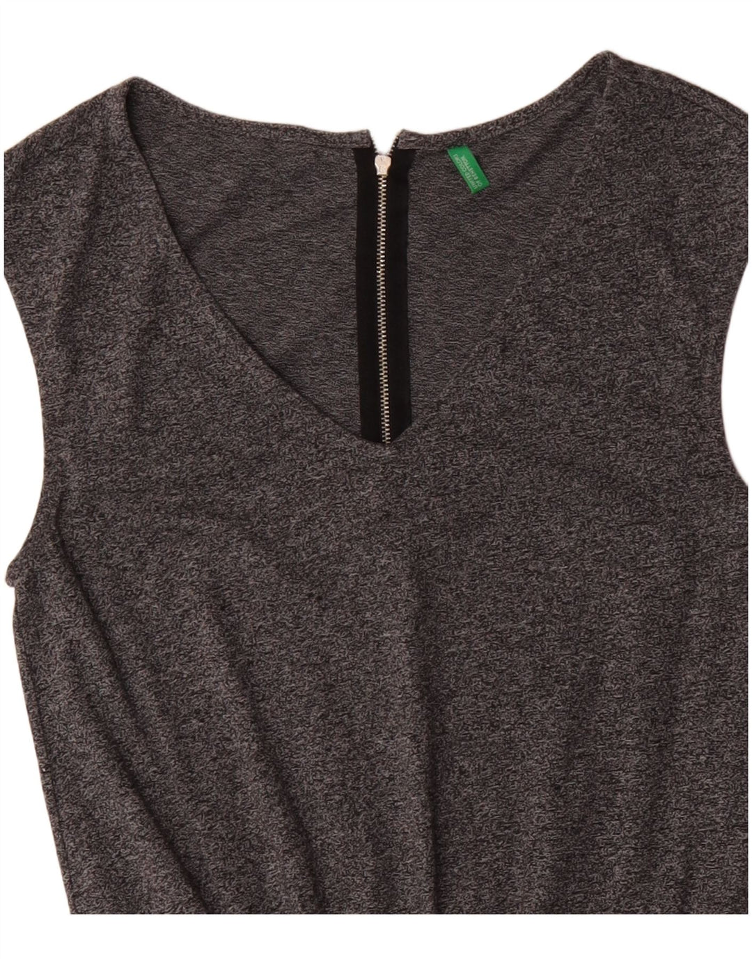 BENETTON Mono sin mangas para mujer UK 6 XS Algodón moteado gris