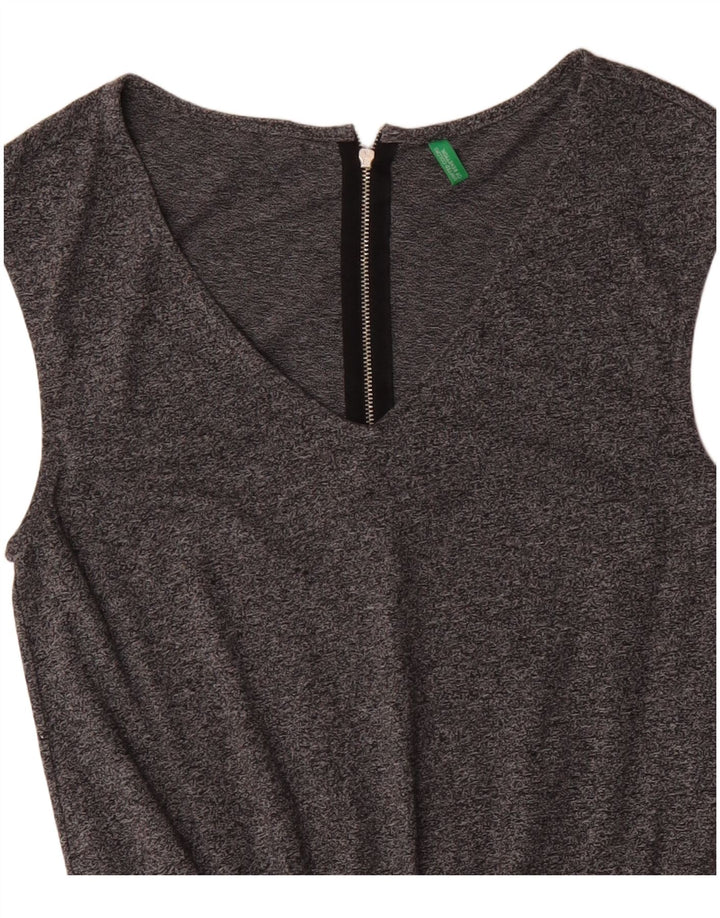 BENETTON Mono sin mangas para mujer UK 6 XS Algodón moteado gris