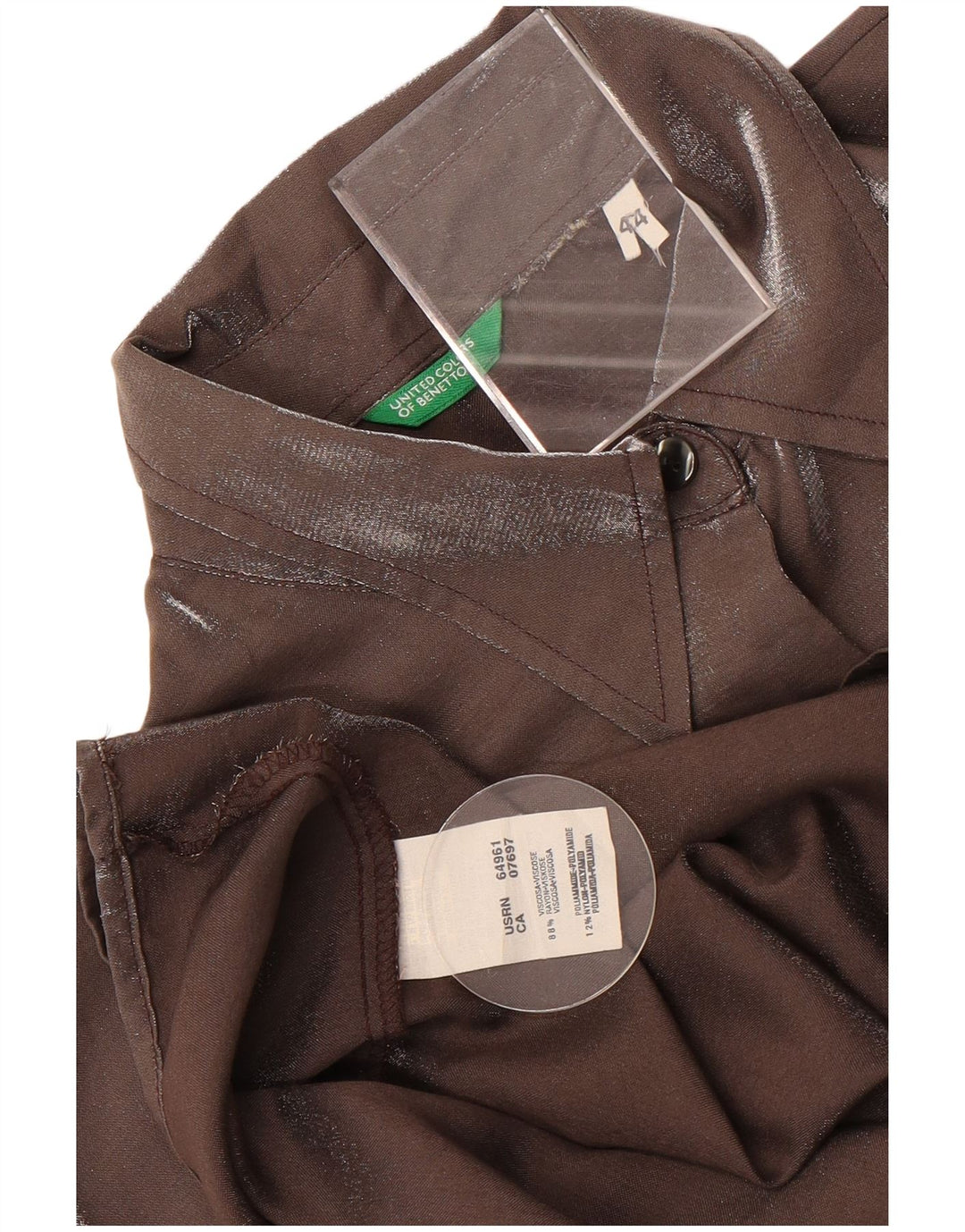 Benetton Blusa Camisera Mujer IT 44 Viscosa Gris Medio