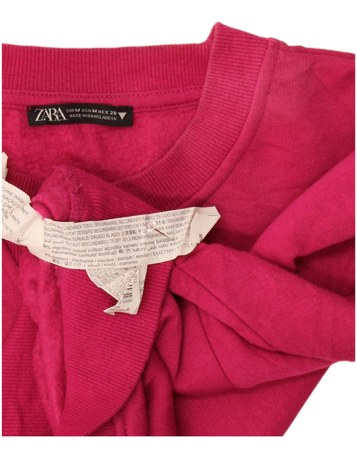 Zara Mujer Crop Sudadera Jumper UK 44 Algodón Rosa Medio