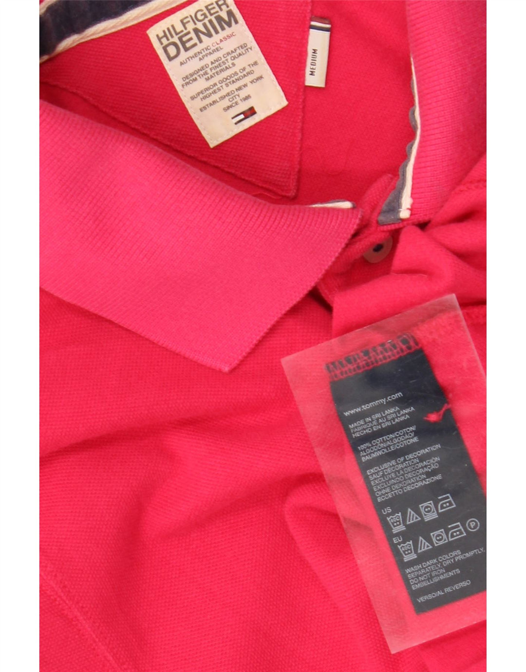 TOMMY HILFIGER Mens Polo Shirt Medium Pink Cotton Vintage Tommy Hilfiger and Second-Hand Tommy Hilfiger from Messina Hembry 