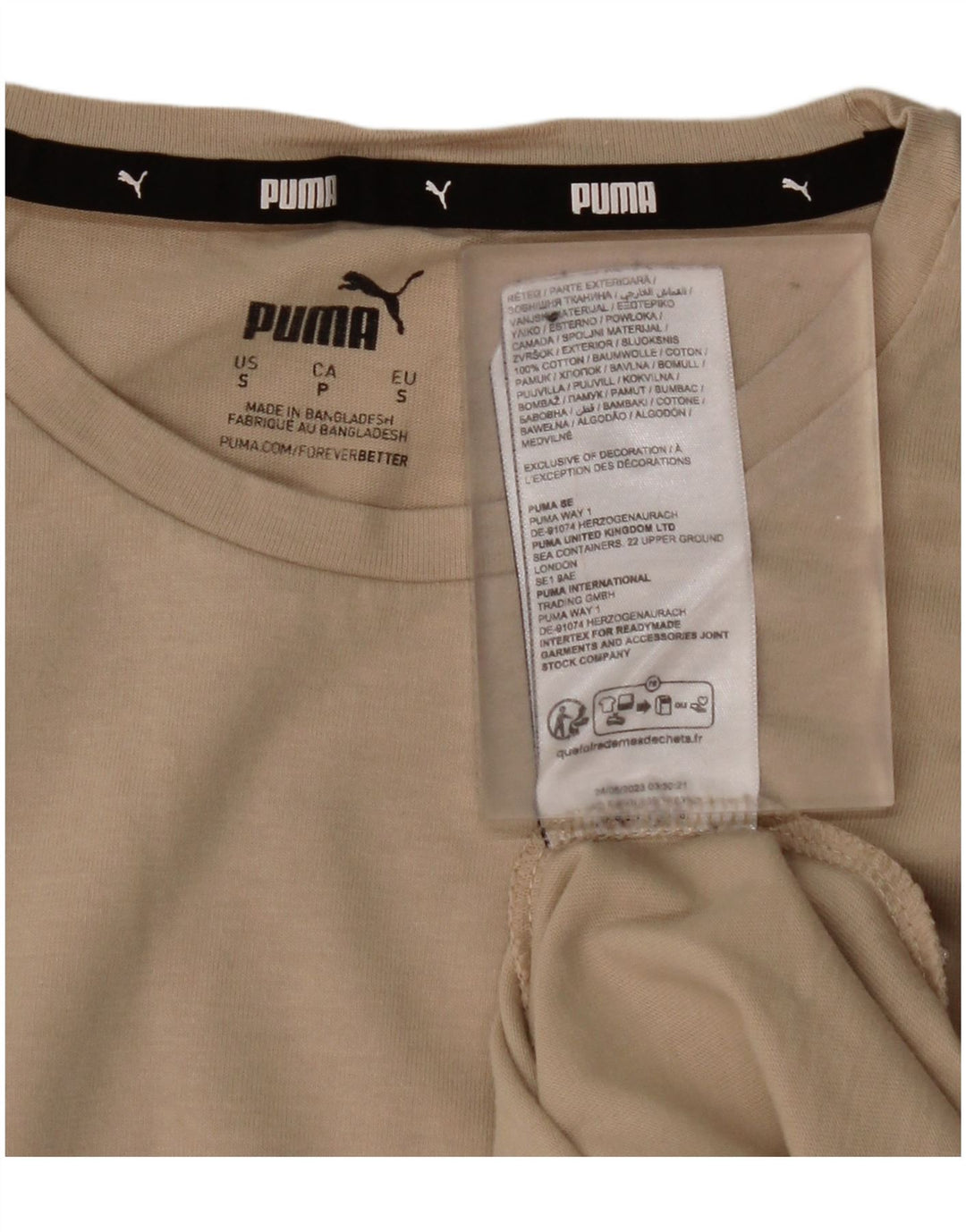 PUMA Camiseta para mujer Top UK 10 Small Beige Cotton