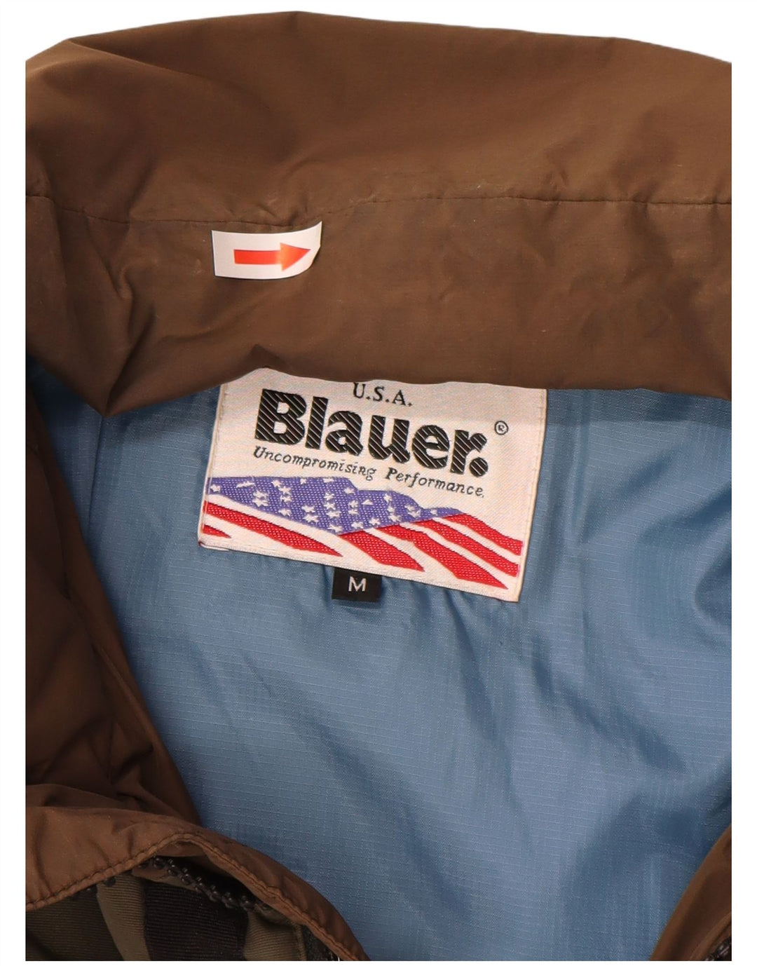 Blauer Chaqueta Acolchada Estampada Para Hombre UK 38 Nylon Color Block Marrón Medio