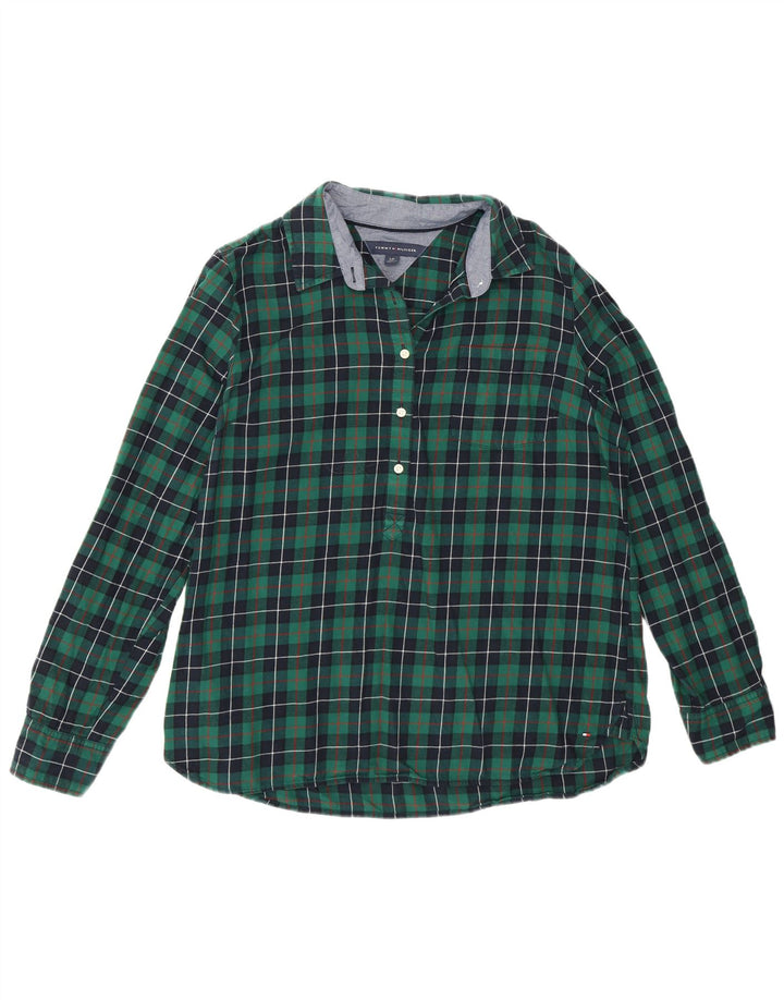 Tommy Hilfiger Camisa tipo jersey de franela para mujer UK 46 Algodón a cuadros verde grande