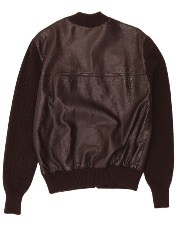 Chaqueta de cuero de punto vintage para mujer IT 44 Marrón medio