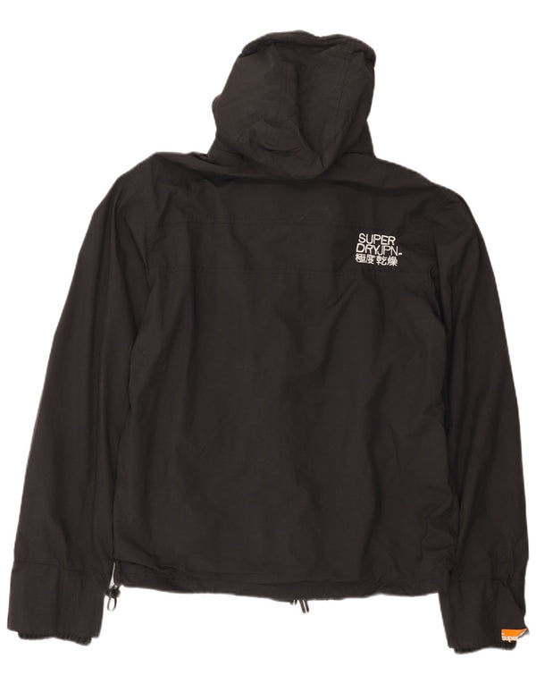 Superdry Chaqueta impermeable con capucha para hombre, talla 40, nailon negro grande
