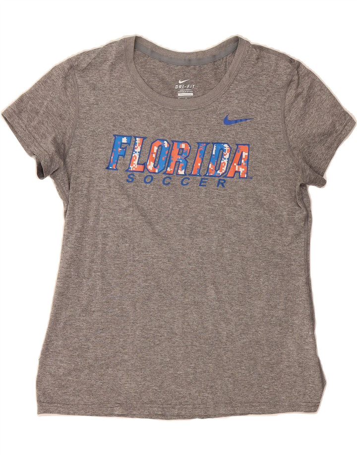 NIKE Womens Florida Graphic T-Shirt Top UK 14 Medium Grey Flecked Vintage Nike and Second-Hand Nike from Messina Hembry 
