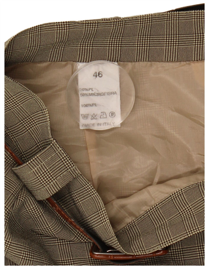 Vintage mujer A-Line falda IT 46 grande W28 caqui comprobar poliéster