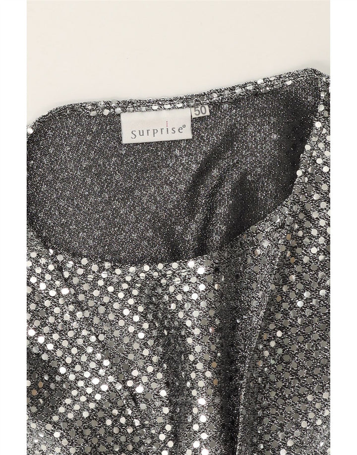 SURPRISE Womens 3/4 Sleeve Blouse Top IT 50 XL Silver Polyamide Vintage SURPRISE and Second-Hand SURPRISE from Messina Hembry 