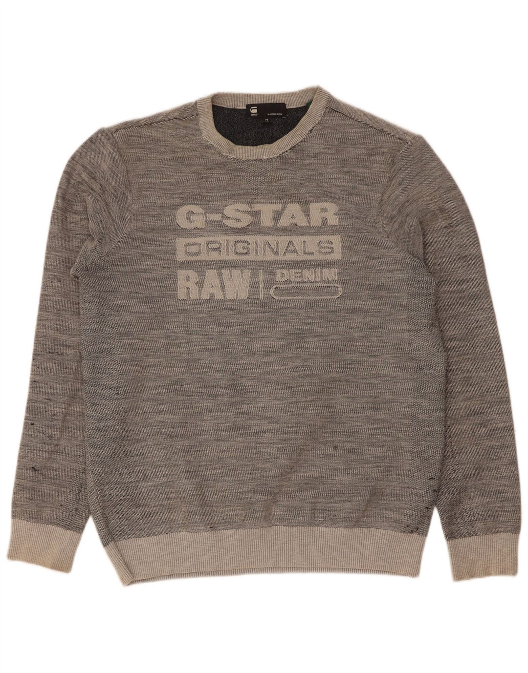 G-Star Hombre Sudadera Gráfica Jersey De Algodón Moteado Gris Medio