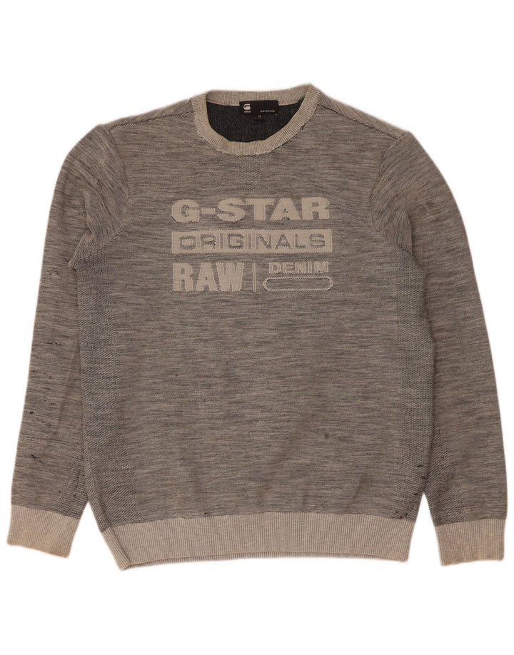 G-Star Hombre Sudadera Gráfica Jersey De Algodón Moteado Gris Medio
