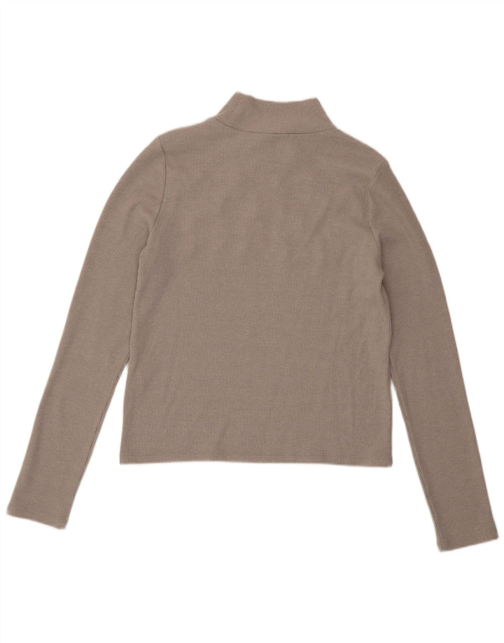 Zara Mujer Crop Top Manga Larga UK 44 Grande Poliéster Gris