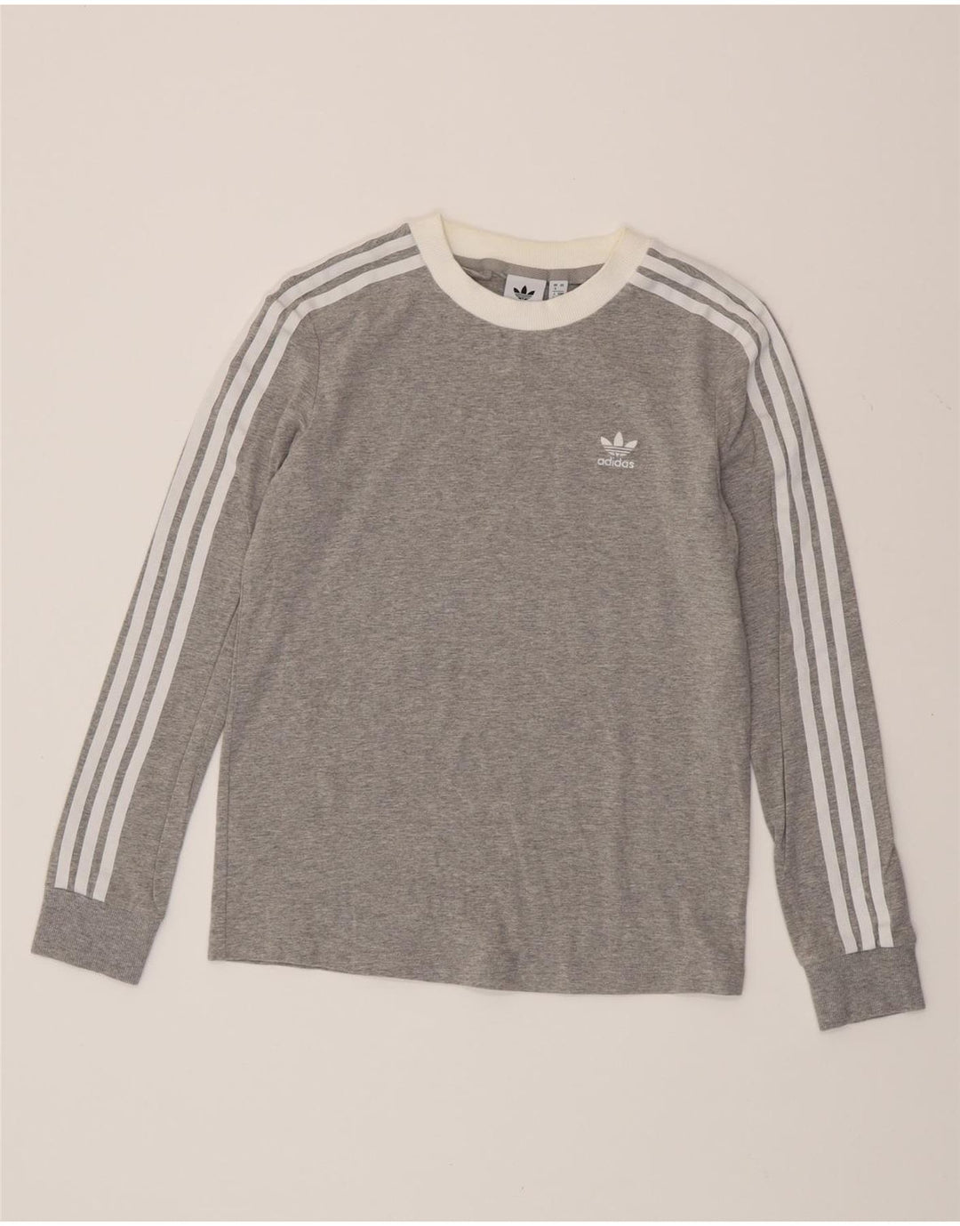 ADIDAS Camiseta de manga larga para mujer UK 8 Pequeño algodón moteado gris