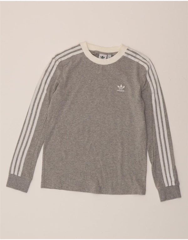 ADIDAS Camiseta de manga larga para mujer UK 8 Pequeño algodón moteado gris