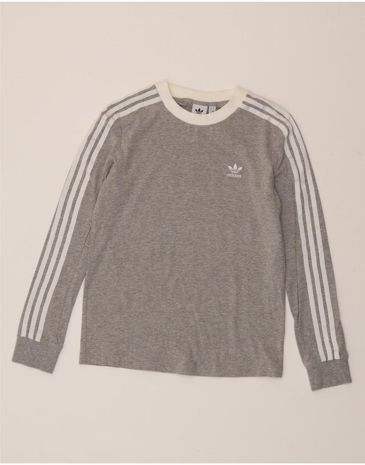 ADIDAS Camiseta de manga larga para mujer UK 8 Pequeño algodón moteado gris