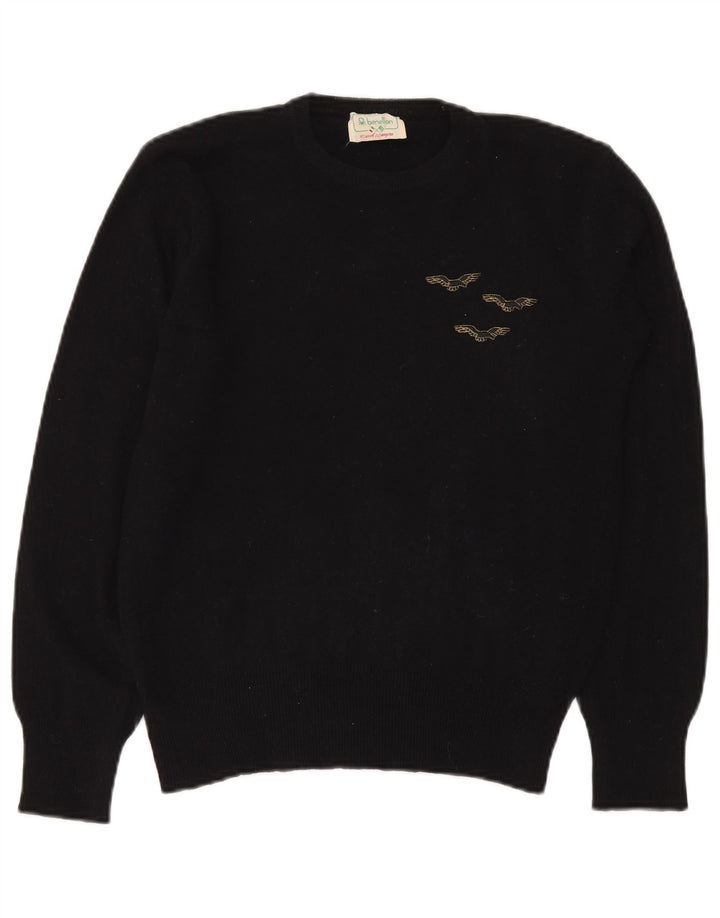 Benetton Jersey Mujer Cuello Redondo IT 50 XL Lana Negro
