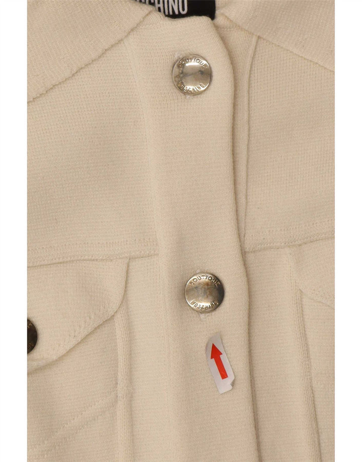 Moschino Cárdigan para Mujer UK 8 Small Off White Wool