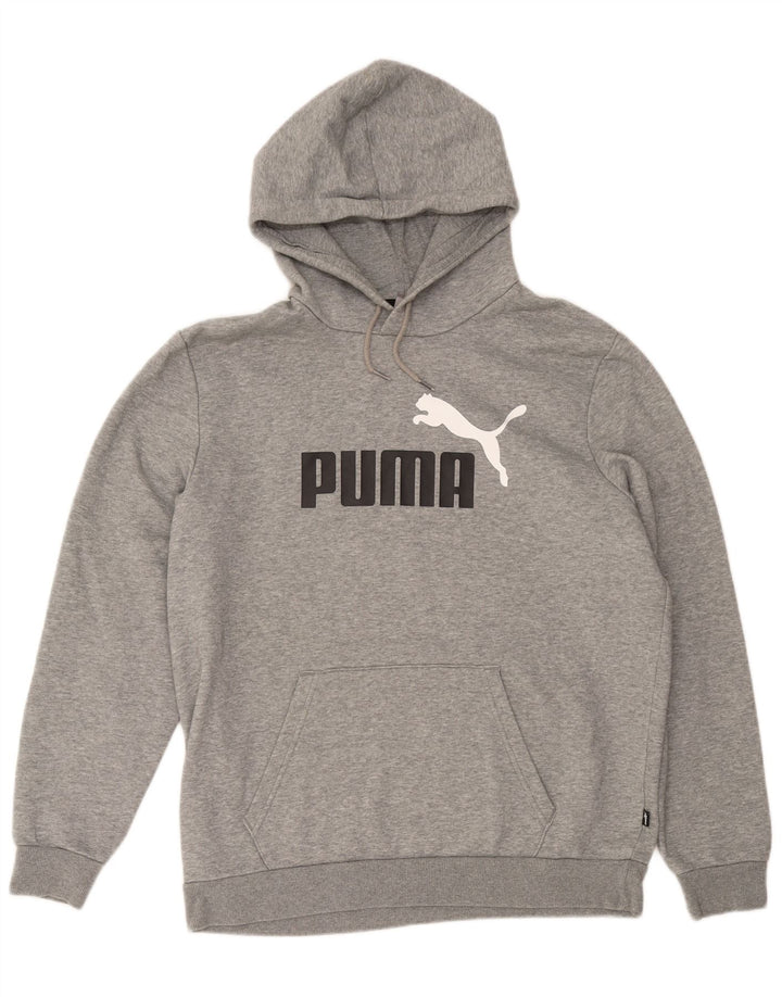 Puma Sudadera con capucha gráfica para hombre, talla grande, gris moteado